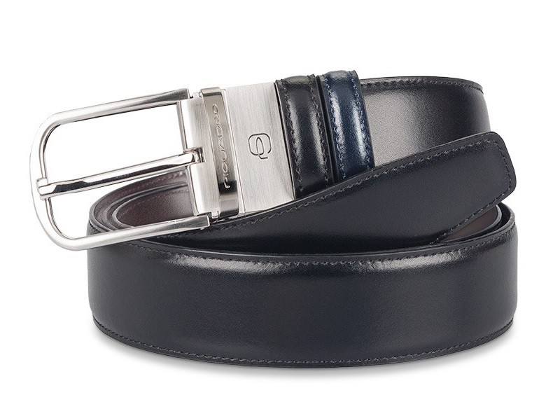 CINTURA UOMO DOUBLEFACE CON FIBBIA AD ARDIGLIONE - NERO/BLU