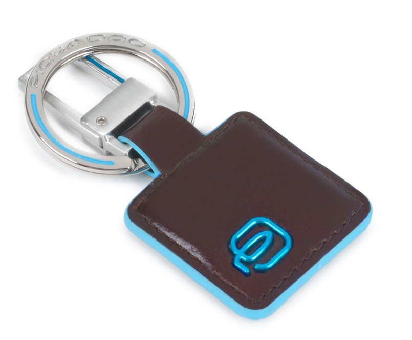 PORTACHIAVI PELLE ANELLA E MOSCHETTONE - BLUE SQUARE - MOGANO