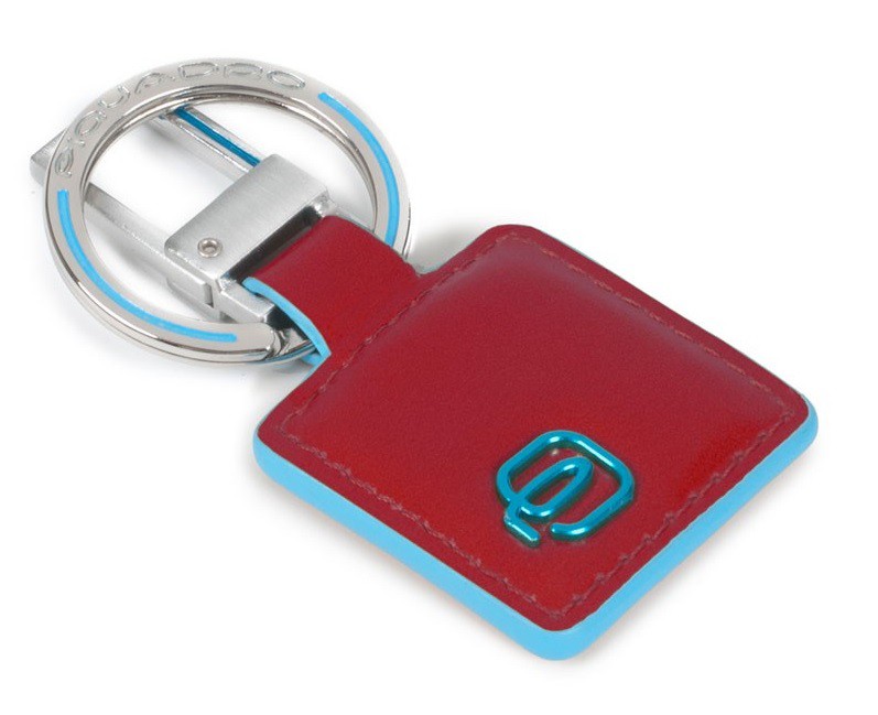 PORTACHIAVI PELLE ANELLA E MOSCHETTONE - BLUE SQUARE - ROSSO