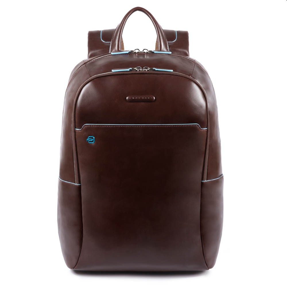 Zaino grande in pelle porta PC 15,6" e porta iPad®10,5"/iPad 9,7" Blue Square Mogano