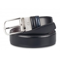 CINTURA UOMO DOUBLEFACE CON FIBBIA AD ARDIGLIONE - NERO/BLU