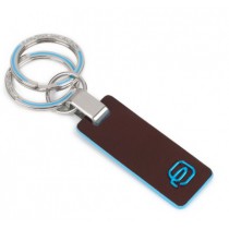 PORTACHIVI PELLE 2 ANELLI E MOSCHETTONE - BLUE SQUARE - MOGANO