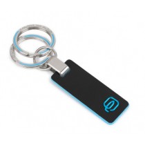 PORTACHIVI PELLE 2 ANELLI E MOSCHETTONE - BLUE SQUARE - NERO