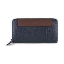 Portafoglio donna 4 soffietti con zip RFID SCOTT BLU SCURO