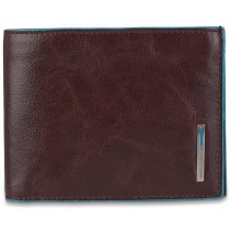 Portafoglio uomo portadocumenti e monete RFID BLUE SQUARE MOGANO