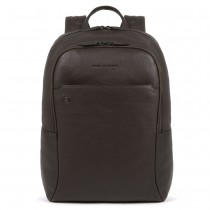Zaino grande in pelle porta PC 15,6" e porta iPad®10,5"/iPad 9,7" Black Square Testa Moro
