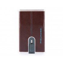 Porta carte di credito con sliding system e porta banconote RFID Blue Square Mogano