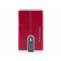 Porta carte di credito con sliding system e porta banconote RFID Blue Square Rosso