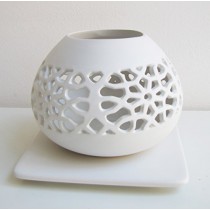 PORTACANDELA IN CERAMICA BIANCO